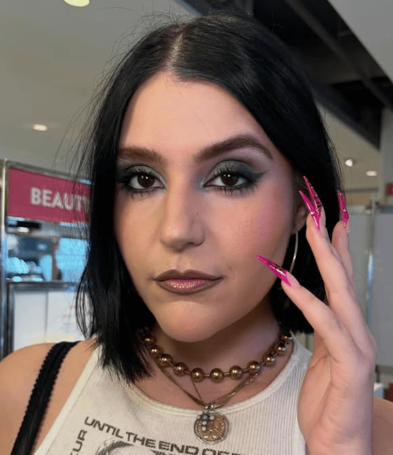 Bold pink editorial look